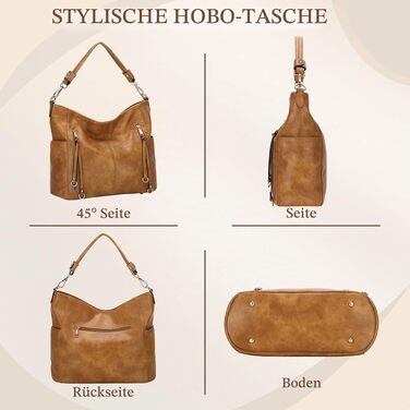 Жіночий набір сумок Chase Chic: велика шкіряна сумка-шопер Hobo та гаманець, коричневий (жовто-коричневий), з від’ємним плечовим ременем
