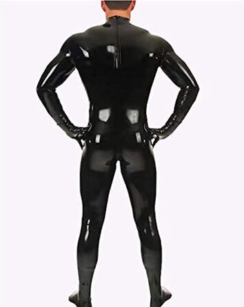 Чоловічий латексний комбінезон IQOAIJ з блискучого лакового шкірозамінника, обтягуючий, на блискавці, з двостороннім застібкою, для клубів та вечірок