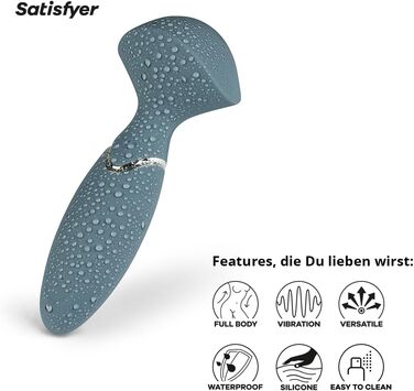Вібраційний масажер Satisfyer Mini Wand-er | 12 програм вібрації | Водостійкий (IPX7) | Медичний силікон | Інтимний масажер для жінок | Граювальний секс-іграшка | Універсальний розмір (Сірий)