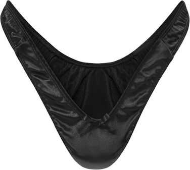 Танга-шорти LittleForBig з прихованим гафелем, гладкі шовкові, чорні - для кросдресерів та трансгендерних осіб