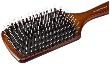 Масажна щітка для волосся HERCULES SÄGEMANN Paddle Brush, дерев'яна, з щетиною кабана та нейлоновими штифтами для розплутування, темне дерево