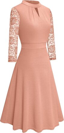 HOEYEE Елегантне сукня-максі з мереживом та вирізами, ретро-стиль, для вечірок та коктейльних подій (XL, Blush)