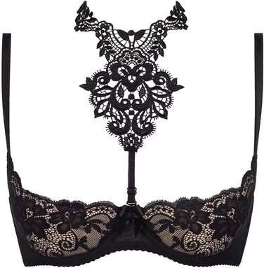 Axami V-8241: чорна мереживна бюстгальтер 80E з регульованими бретелями | Axami Dame Hebe BH Dessous Spitze Regulierbar