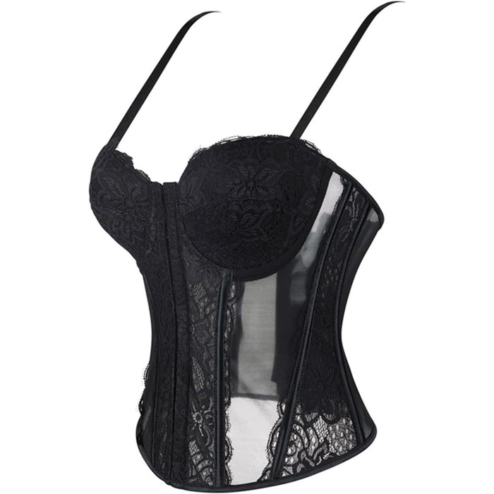 Топ-корсет жіночий у стилі Ренесанс з сітчастими вставками для вечірніх образів – побачення, осінній стиль, милий кроп-топ для вечірки, клубу, танк з корсетним шнуруванням #04-чорний XS