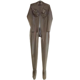 Латексний костюм-котяче обличчя Gaylop: прозорий чорний боді з легінсами, латекс, гума