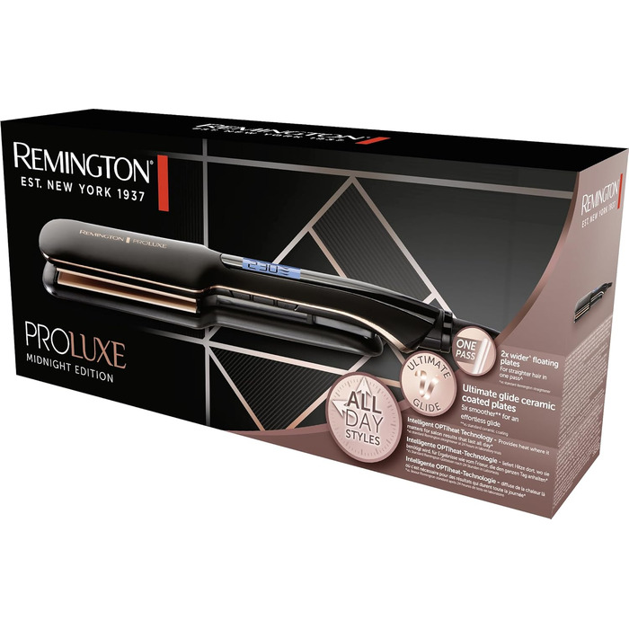 Випрямляч для волосся Remington PROluxe Midnight S9100B з керамічними пластинами 110 мм та OPTIheat, 150-230°C
