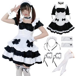 Сукня горничної чорно-біла YushengTai, костюм горничної для косплею, карнавалу, Хелловіну, 3XL