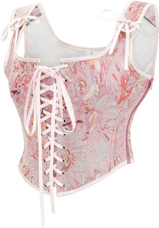 Жіноче корсетне бюстєль у стилі вінтаж з кісточками, великий розмір, брокат, сатин, квітка, талія, корсет, бюстєль, 110-lisddf-a-рожевий S
