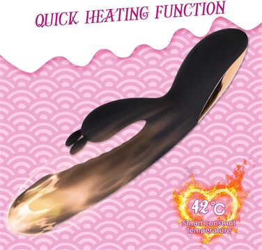 Вібратор силіконовий для G-точки, 10 режимів, нагрів, чорний - для жінок