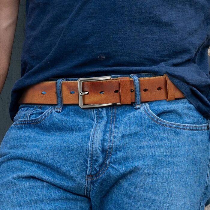 Шкіряний ремінь чоловічий DOOPAI Casual Cowboy, 40 мм, регульований (колір: пісочно-жовтий, довжина 145 см)