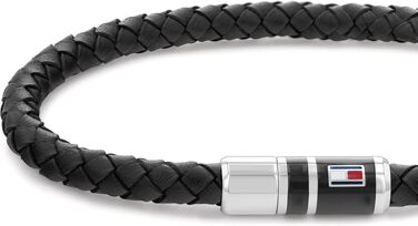 Чоловічий плетений шкіряний браслет Tommy Hilfiger (чорний)