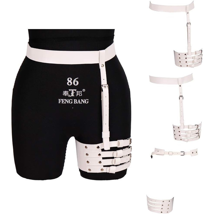 Жіночий шкіряний повзунок для панчіх, корсетний пояс, регульований, повзунок для ніг, каге для тіла, панчохи, стрічки для стегон (білий)