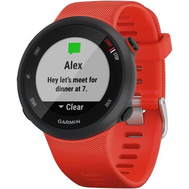 Спортивний GPS-годинник Garmin Forerunner 45 для бігу, фітнес-трекер з пульсометром та планами тренувань, червоний (розмір M)