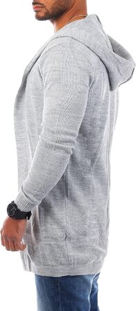 Чоловічий трикотажний кардиган Carisma з капюшоном, подовжена модель oversize, сірий (арт. 7717 L)