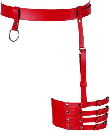 Жіночий шкіряний корсет для ніг, стрінг, пояс для панчіх, регульований, боді, кеш, панчохи, червоний