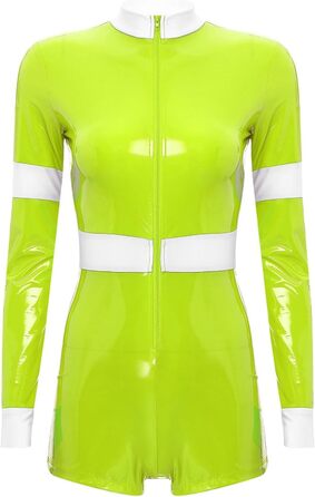 Жіноча еротична білизна GRRKDFQ для косплею, костюм з довгими рукавами, жовтий комбінезон на блискавці, розмір XL