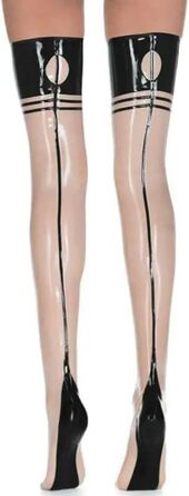 Латексні панчохи з прозорим та чорним кольором, довгі, з круглими прикрасами на спині, до коліна, XL