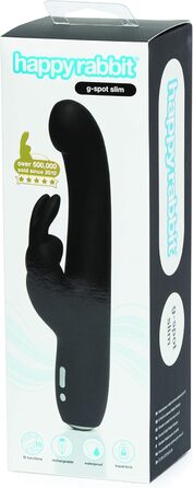 Вібратор Lovehoney Happy Rabbit для G-точки - чорний, з силікону, водонепроникний, з зарядкою, для стимуляції клітора