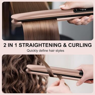 Випрямляч для волосся UNOBEY Ceramic Straight 2 в 1 для гладкого та блискучого волосся, керамічний стайлер для випрямлення та завивки, 150°C-230°C, антифриз ефект, колір рожеве золото