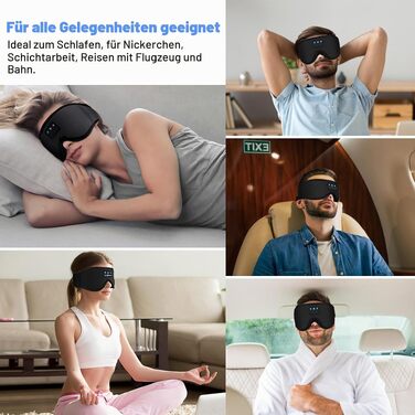 Маска для сну з Bluetooth-навушниками 3D, бездротові навушники для сну v5.4, дихаюча пов'язка для людей, що сплять на боці, для подорожей, йоги та медитації, миюча