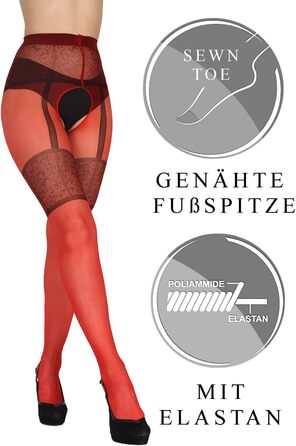 Шкарпетки BANANALU з візерунком, відкритий крок, 20 Den (M, Червоний)