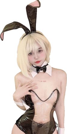 Костюм Зайчика для Дівчат JasmyGirls: Косплей, Рав, Карнавал, Хелловін. Прозорий шкіряний боді (Чорний, X-Small - Medium)