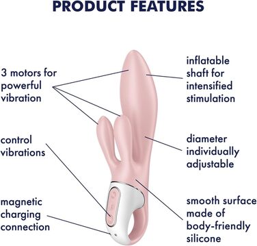 Satisfyer Air Pump Bunny 3: Надувний вібратор-кролик з 12 програмами | IPX7, Силікон
