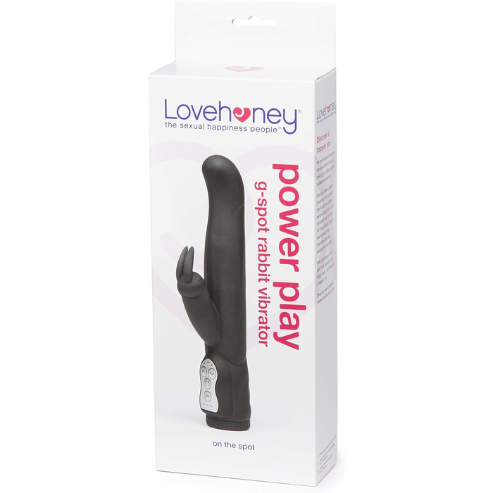 Lovehoney Power Play Rabbit-Vibrator 14 см - вібратор кролик з G-точкою та стимуляцією клітора - 10 функцій, водонепроникний, чорний