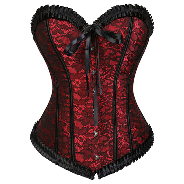 Корсетний топ KUOSE для повних грудей, чорно-білий, великі розміри, червоний