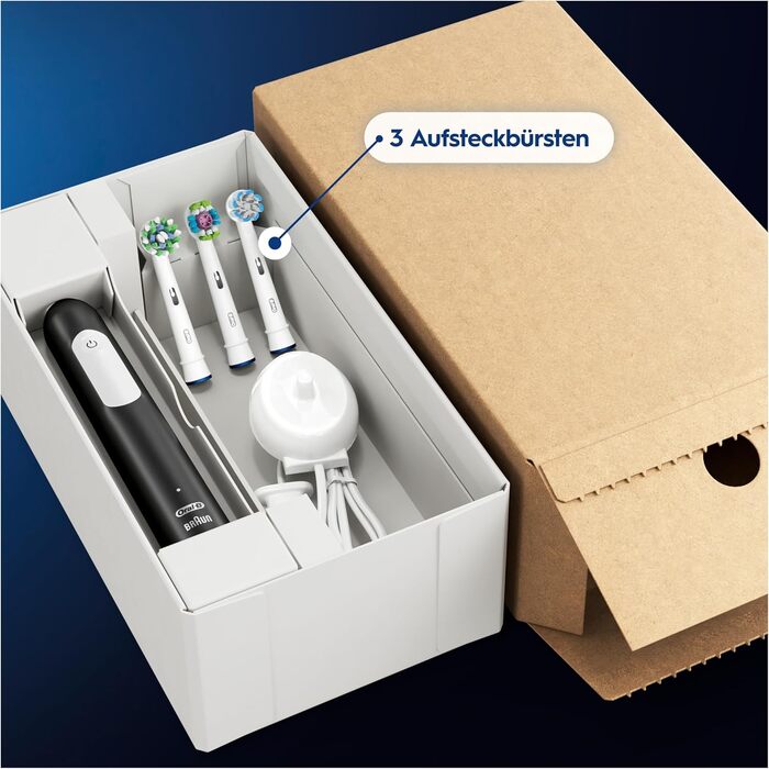 Електрична зубна щітка Oral-B Pro Series 1, чорна, 3 режими чищення, комплект з 3 насадками