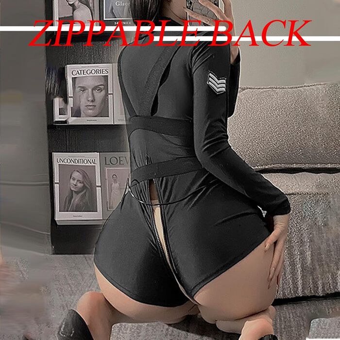 Костюм поліцейського 3-в-1 BDSMJOY для жінок, сексуальний косплей поліцейської, аксесуари: наручники, капелюх, чорний, XXL