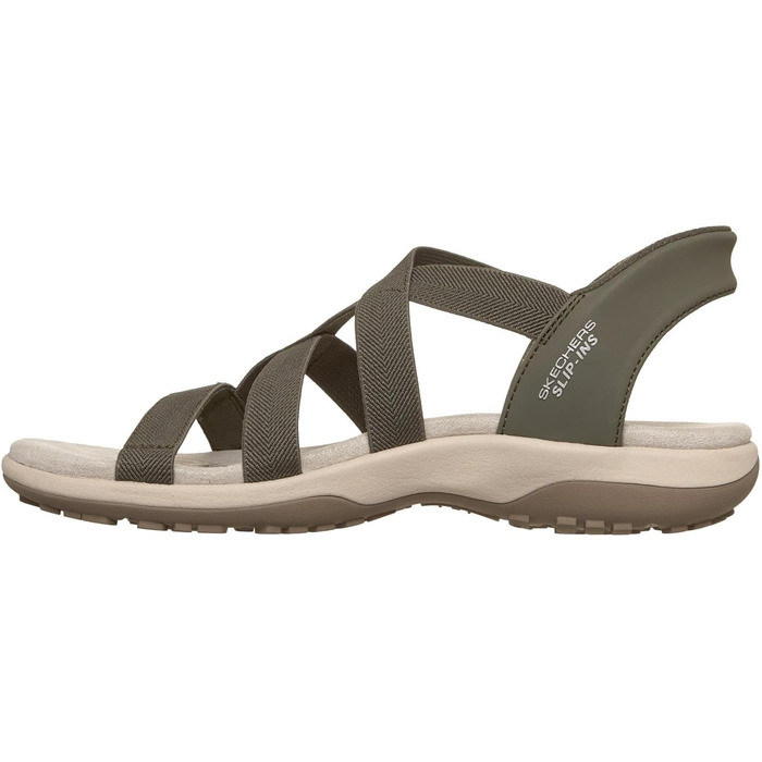 Жіночі сандалії Skechers Reggae Slim Stretch Flex Hands Free Slip-Ins, оливковий в'язаний текстиль, розмір 35 EU