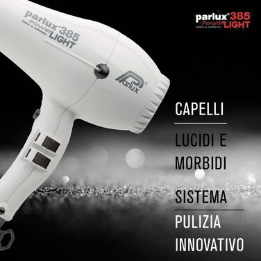 Професійний фен для волосся Parlux 385 Powerlight Ionic & Ceramic, білий