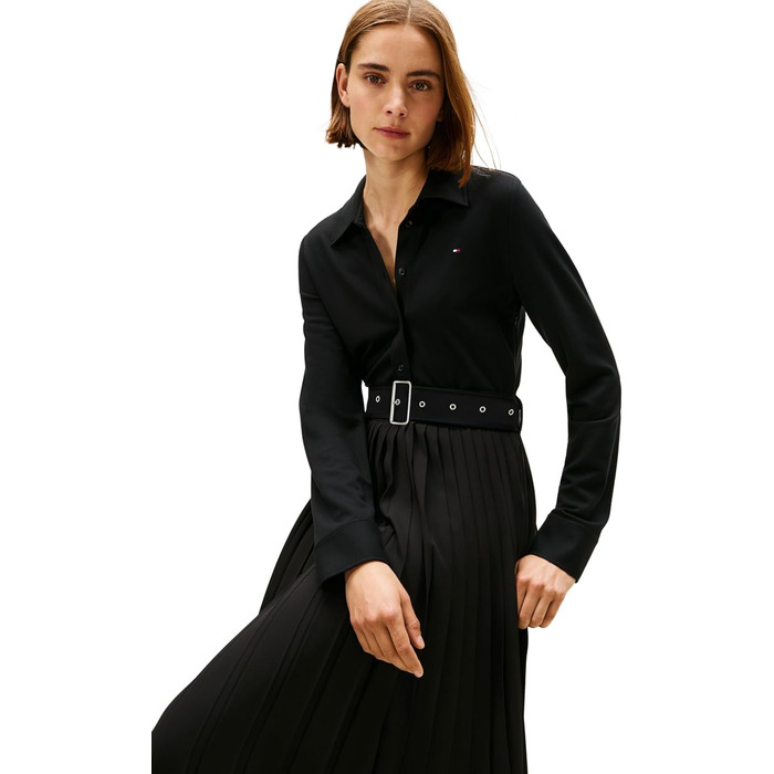 Поло Tommy Hilfiger Interlock Mix Media DRS Ls WW0WW48398 Black (Чорне) - Жіноче поло-плаття