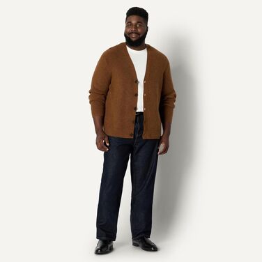 Чоловічий в'язаний кардиган Amazon Essentials вільного крою (Relaxed Fit), суміш бавовни, колір карамельний верес, розмір L