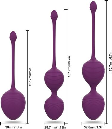 Набір YEVIOR Lust 3er для тренування м'язів тазового дна: 3 масажери, вібратор для жінок з пультом, стимуляція G-точки та клітора, 10 програм, водонепроникний, перезаряджається (фіолетовий)