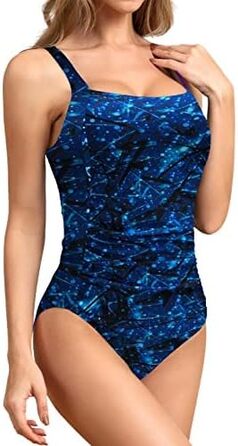 Світшот жіночий, одноцільний купальник Brosoth з пуш-ап, великі розміри, блакитний колір (S)