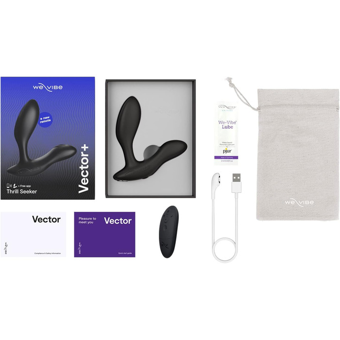 We-Vibe Vector + Virbierender Anal Plug: Масажер простати та периануму для чоловіків, дистанційне керування, додаток, гнучкий силіконовий секс-іграшка (чорний)