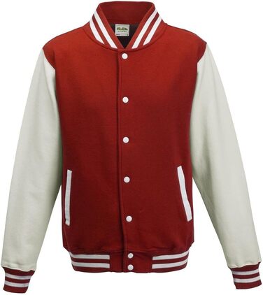 Чоловіча куртка-бомбер Varsity Jacket Just Hoods by AWDis, червона, розмір M