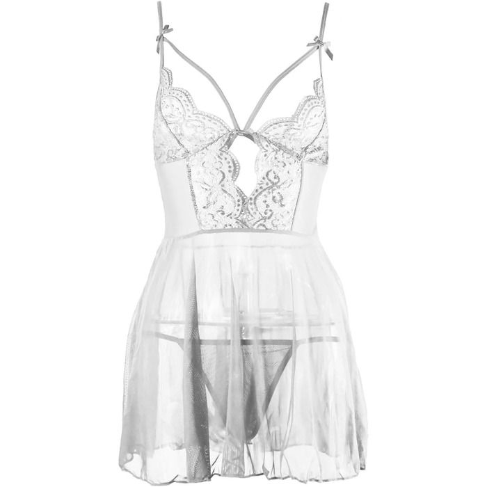 Жіноча сексуальна білизна: мереживний babydoll з V-подібним вирізом та G-string. Ідеальна нічна сорочка для свята Святого Валентина. Розмір M