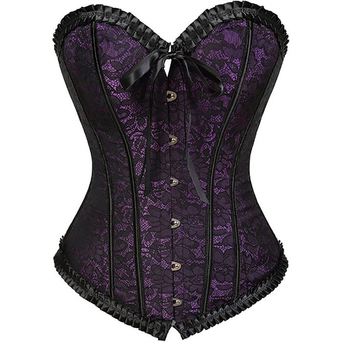 Корсет-топ CSKJ для жінок: готичний, вінтажний, з мереживом, для повних грудей, фігуруючий, з кісточками, для вечірок, свят, Хелловін, Фашинг (A10_Lila, M)