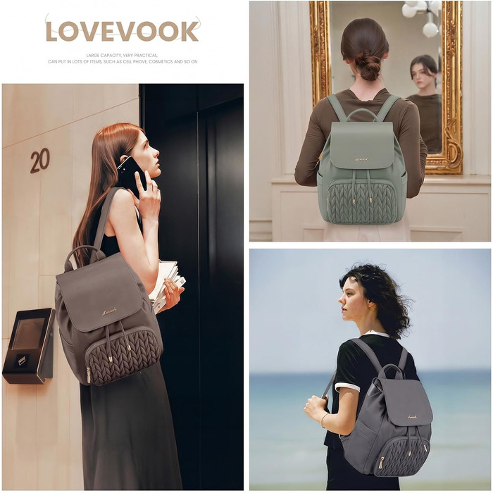 Жіночий міський рюкзак LOVEVOOK — маленький елегантний рюкзак-сумка водонепроникний, стильний міні-рюкзак для подорожей, роботи та навчання, 13 дюймів, кавовий