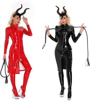 Жіночий боді з ефектом мокрого блиску, латексний костюм, чорний, облягаючий, на довгі рукави, з блискавкою, сексуальний боді, костюм зайчика (Z4 Rot, M)