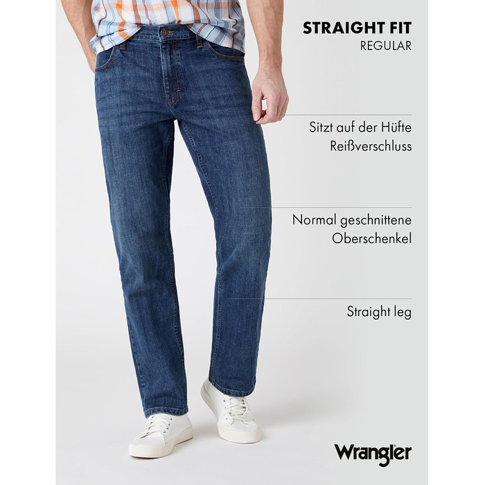 Чоловічі джинси Wrangler Straight Regular Fit середньої посадки, темно-сині (Blau Schwarz), розмір 34W/32L