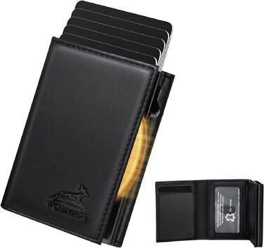 Шкіряний картхолдер Fa.Volmer POP-UP з монетницею та RFID захистом для чоловіків та жінок, чорний