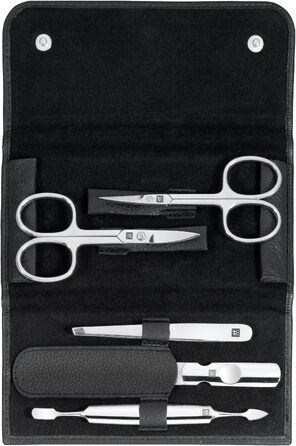 Набір для манікюру та педикюру ZWILLING Premium Edition (5 предметів), нержавіюча сталь, шкіряний футляр, чорний