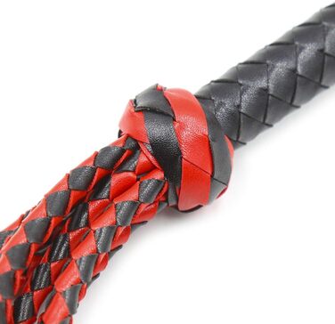 Крійська батіг з шкіри, 8 шт., чорно-червоний плетіння, з бахромою. Ідеально для виступів, BDSM, сексуальних ігор та фетишу.