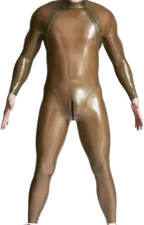 Комбінезон чоловічий з 100% натурального латексу ручної роботи, безкольоровий, XL