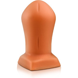 Анальний плагін Roluck, 13.5 x 7 см, з соском, золотий силікон, анальний дildо (M)