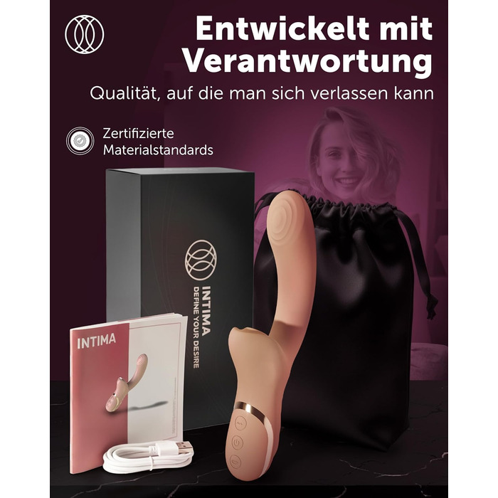 Вібратор Intima Félin Druckwellen для жінок – стимулятор клітора з насадкою-помпою + вібратор G-точки – подвійна функція помпи та вібрації, 20 режимів, тихий та перезаряджуваний – Mocca Mouse